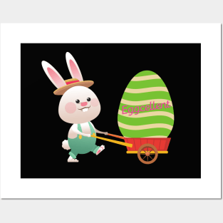 Bunny carrying Eggcelent Easter egg Posters and Art